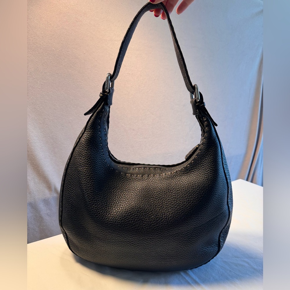 SOLD! FENDI Black Leather Small Shoulder Bag